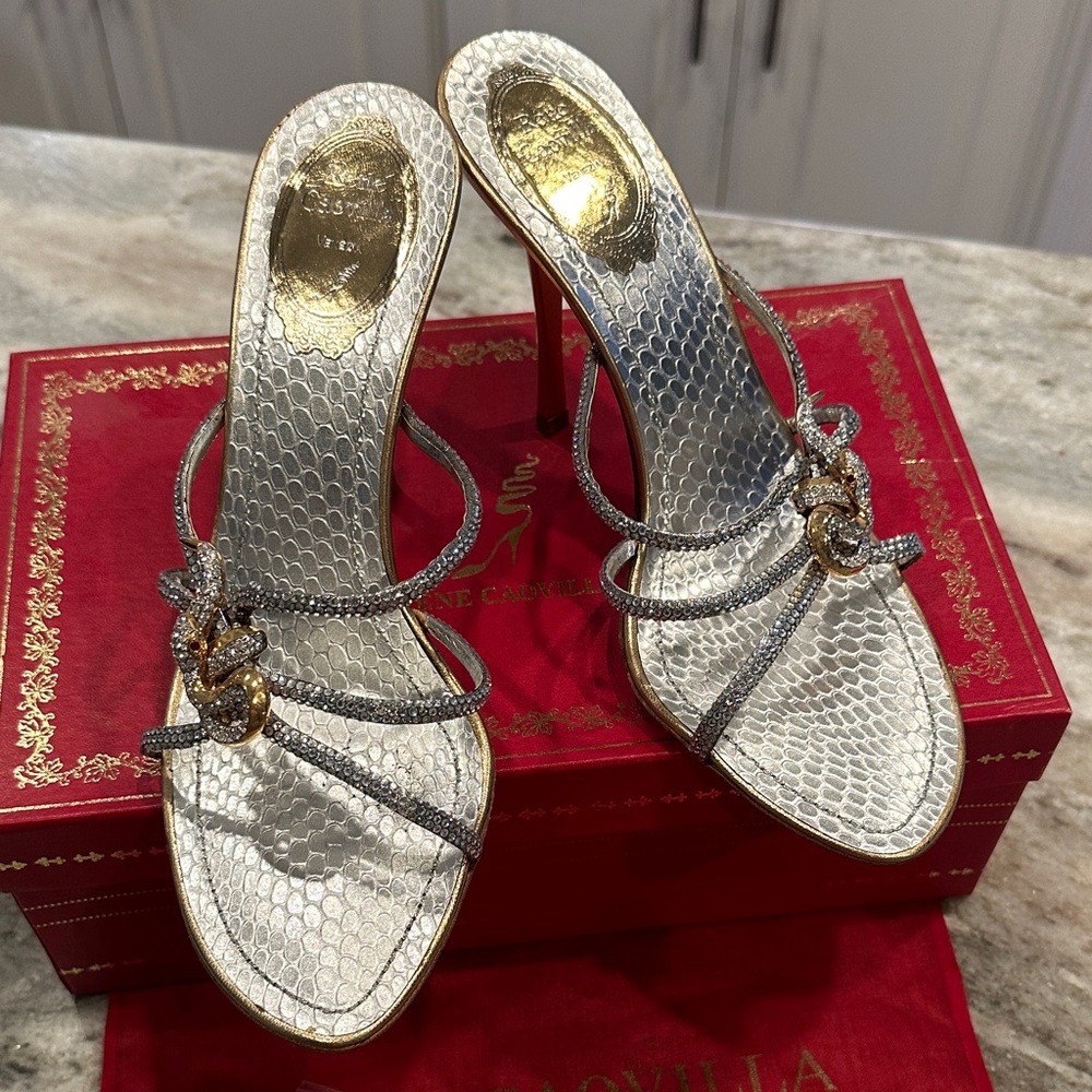 *SOLD* Y2K Rene Caovilla Crystal Snake Slide Sandals – Size 8 – Original Box - Picture 1 of 8